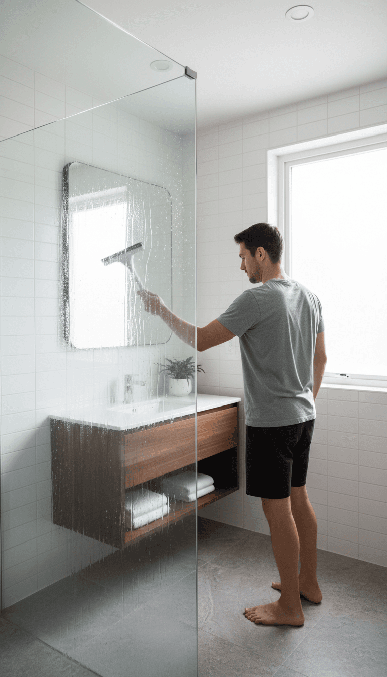 Shower glass finished streak-free after a thorough clean